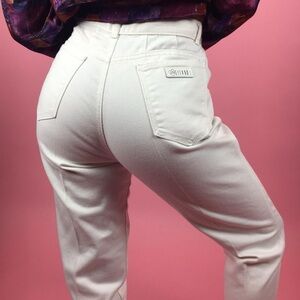 Vintage NWOT 80s Gitano White Cream High Waist Jeans Tapered Leg Size 28” or 6